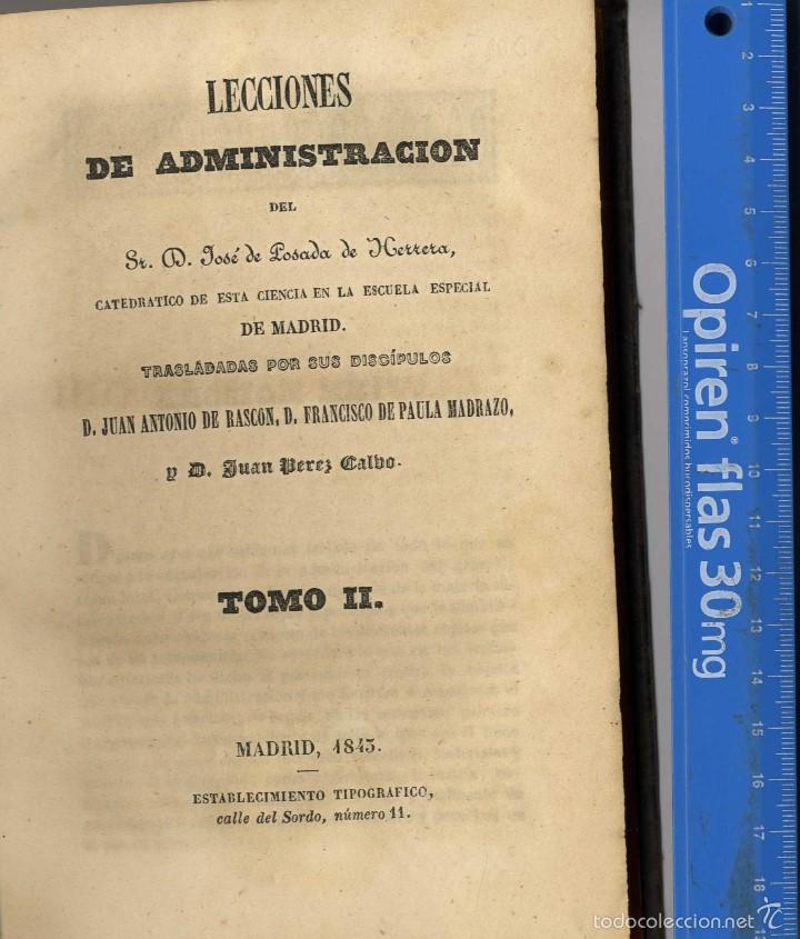 Libri antichi: MADRID LECCIONES DE ADMINISTRACI&Oacute;N POSADA DE HERRERA JOSE TOMO II MADRID 1843