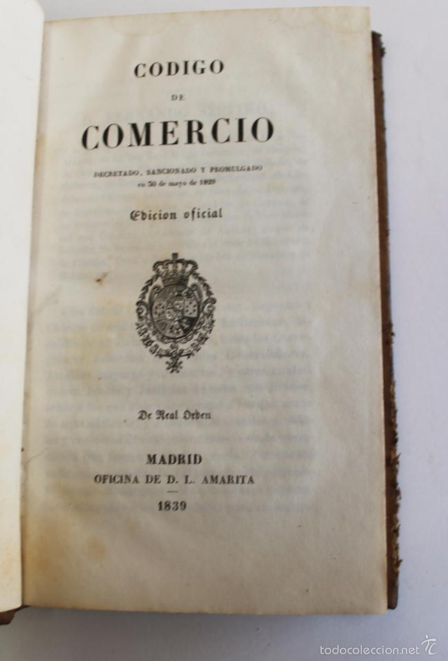 Libros antiguos: CODIGO DE COMERCIO... EDICION OFICIAL. MADRID 1839. - Foto 2