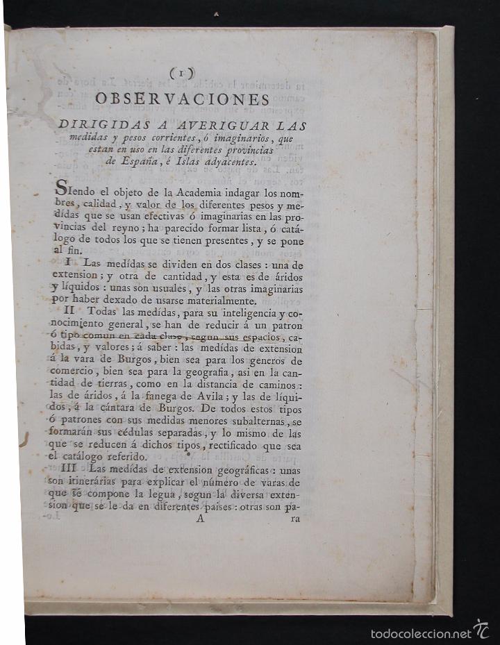 Libri antichi: Observaciones dirigidas a averiguar las medidas y pesos corrientes, &oacute; imaginarios, que estan en uso