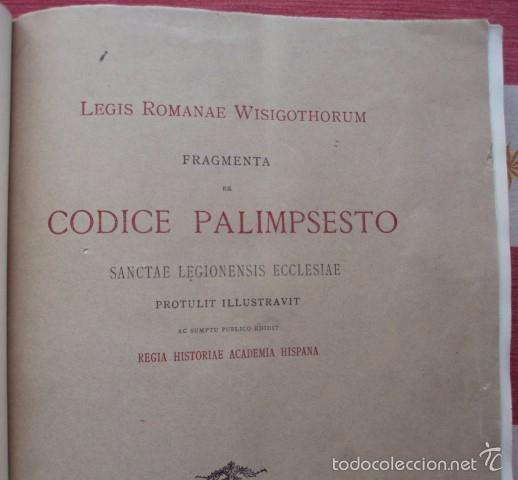 Libri antichi: Legis Romanae Wisigothorum Fragmenta ex Codice Palimpsesto Sanctae Legionensis Ecclesiae