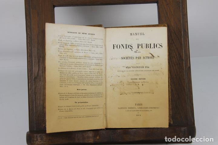 Libri antichi: 4948- MANUEL DES FONDS PUBLICS. ALPHONSE COURTOIS. EDIT. GARNIER. 1874