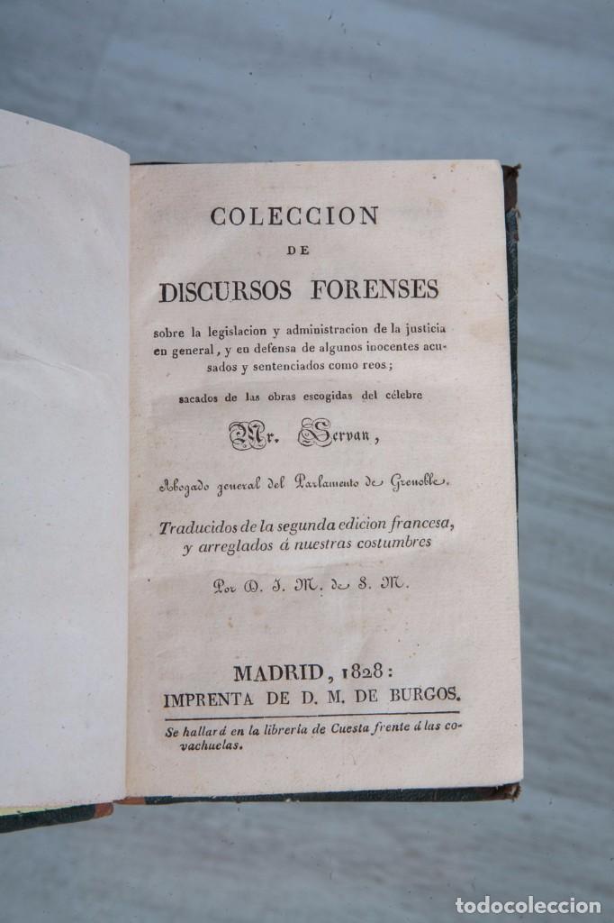 Libri antichi: COLECCI&Oacute;N DE DISCURSOS FORENSES SOBRE LA LEGISLACI&Oacute;N Y LA ADMINISTRACI&Oacute;N DE JUSTICIA - MADRID 1828