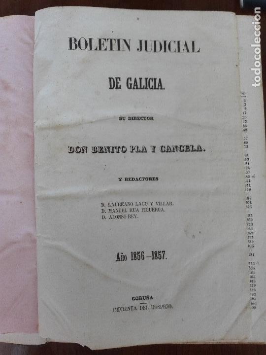 Libri antichi: Boletin Judicial De Galicia Don Benito Pla Y Cancela A&ntilde;o 1856-1857 Coru&ntilde;a Imprenta Del Hospicio