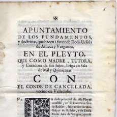 Libros antiguos: TOVAR Y VILLELA, MANUEL SILVESTRE. APUNTAMIENTO DE LOS FUNDAMENTOS Y DOCTRINAS QUE HAZEN A... 1730.