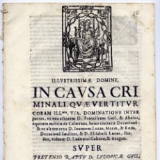 Libros antiguos: ILLUSTRISSIMAE DOMINE. IN CAUSA CRIMINALI QUAE VERTITUR CORAM ILLUSTRISSIMA VESTRA DOMINATIONE. 1690