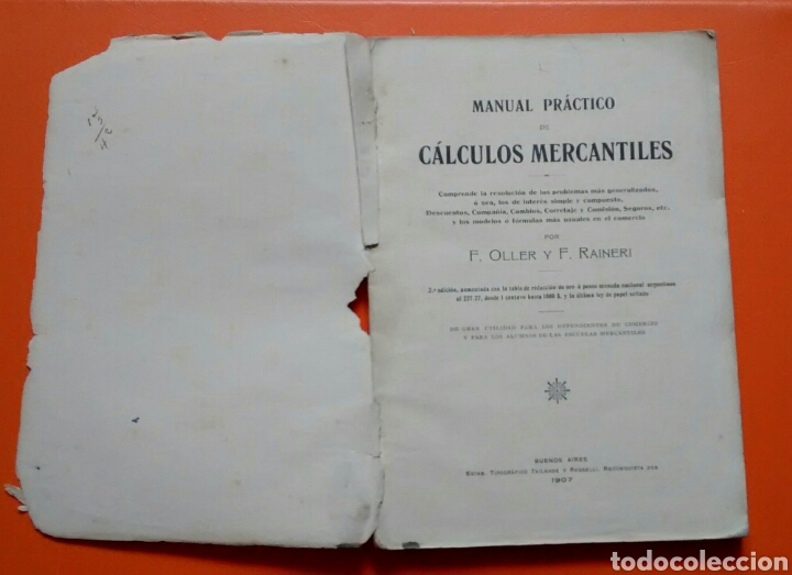 Libros antiguos: Manual pr&aacute;ctico de c&aacute;lculos mercantiles - Foto 1