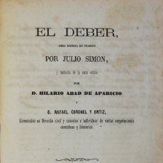 Libros antiguos: EL DEBER. - SIMON, JULIO. - MADRID, 1862.. Lote 123248647