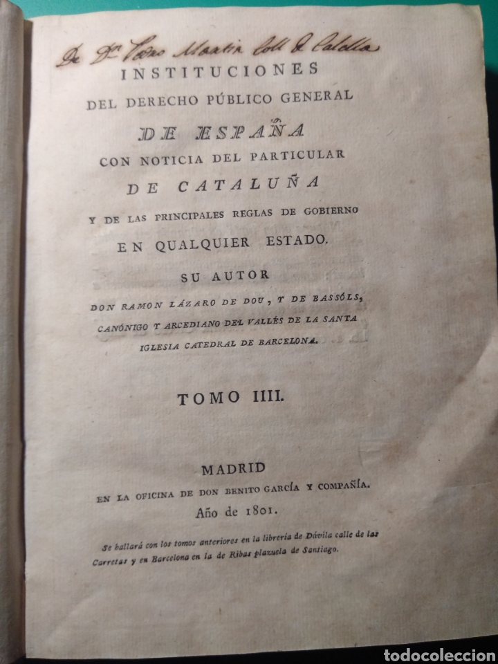 Libros antiguos: Libro de 1801 de Ram&oacute;n L&aacute;zaro de Dou - Foto 1