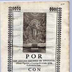 Libros antiguos: POR DON JOSEPH MARTINEZ DE APARICIO, CHANTRE DIGNIDAD Y CANÓNIGO DE LA SANTA IGLESIA DE LEON... 1706. Lote 150072806