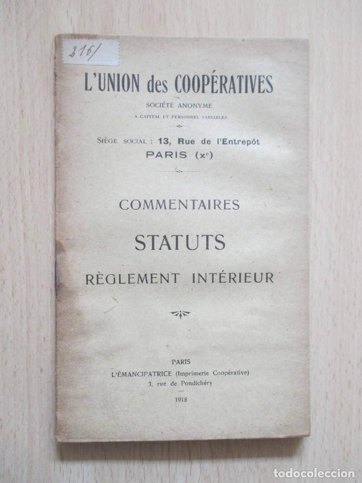 Libros antiguos: L&rsquo;Union des Coop&eacute;ratives, Soci&eacute;t&eacute; Anonyme &agrave; capital et personnel variables