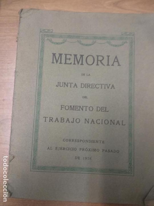 Libri antichi: Memoria de la Junta Directiva del Fomento del Trabajo Nacional correspondiente al ejercicio 1918