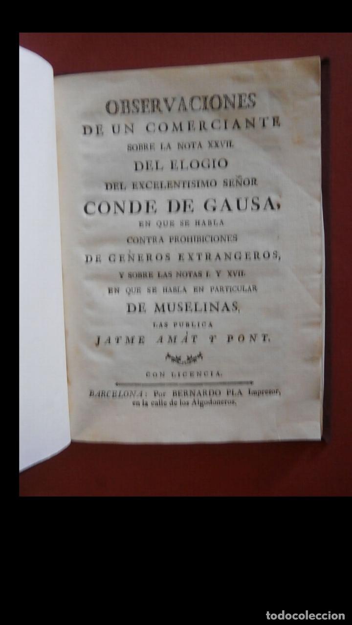 Libros antiguos: Observaciones de un comerciante sobre la nota XXVII del elogio del excelentisimo se&ntilde;or conde Da Gaus