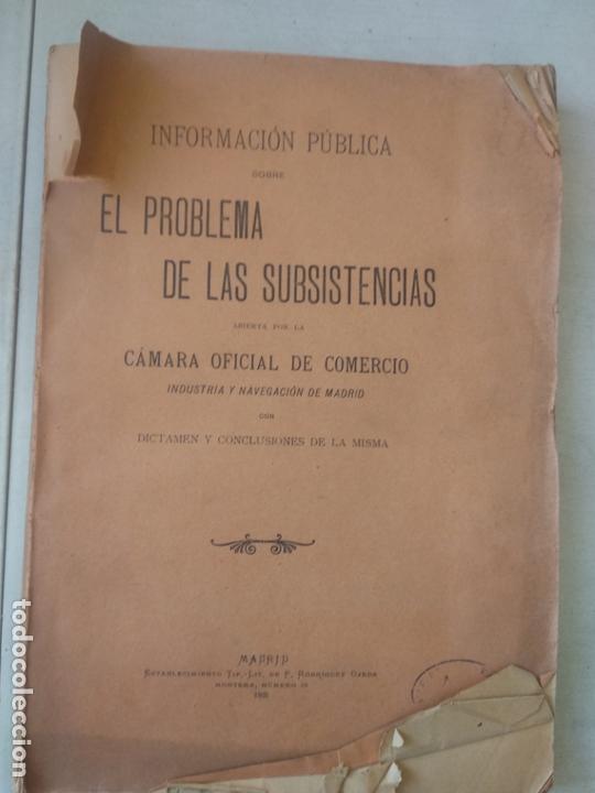 Libros antiguos: El problema de las subsistencias 1905