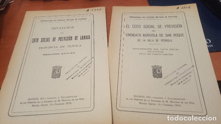 Libros antiguos: Estatutos coto social de prevision de lanaja en huesca y del sindicato agricola de san roque..