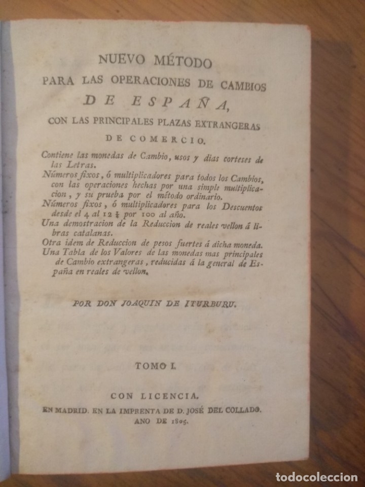 Libros antiguos: Nuevo metodo para las operaciones de cambios de Espa&ntilde;a. Tomo I