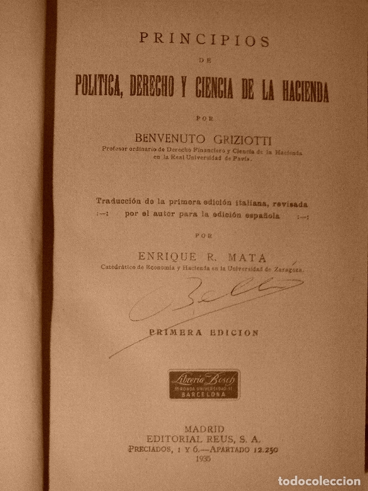 Libros antiguos: PRINCIPIOS DE POLITICA DERECHO Y CIENCIA DE LA HACIENDA