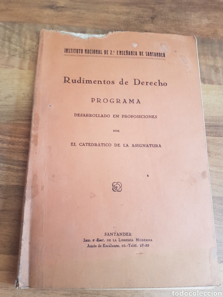 Libros antiguos: Rudimentos de Derecho programa desarrollado en proposiciones Santander - Foto 1