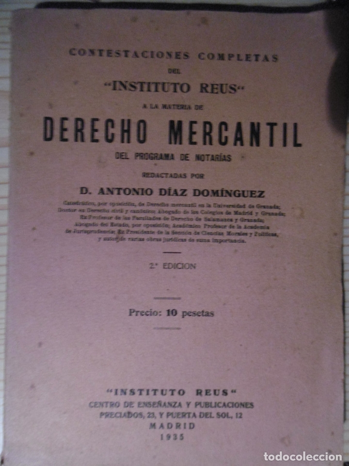 Libros antiguos: DERECHO MERCANTIL-ANTONIO DIAZ DOMINGUEZ