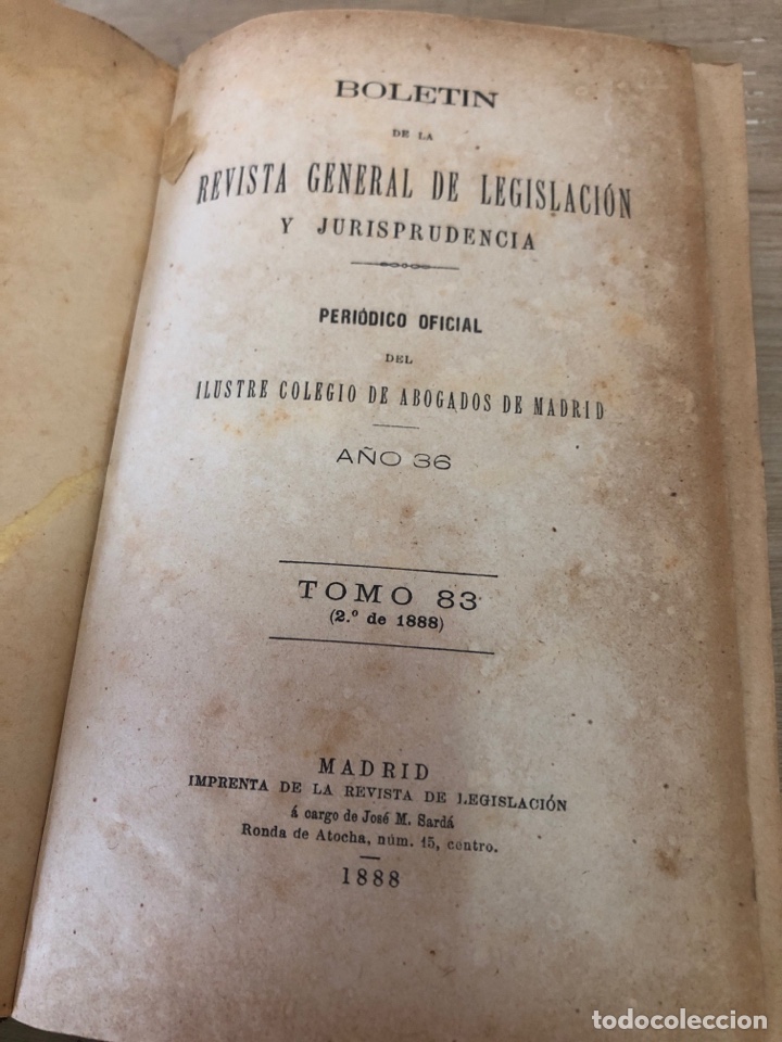Libros antiguos: Boletín de la revista general de legislación y jurisprudencia - Foto 3 - 178403448