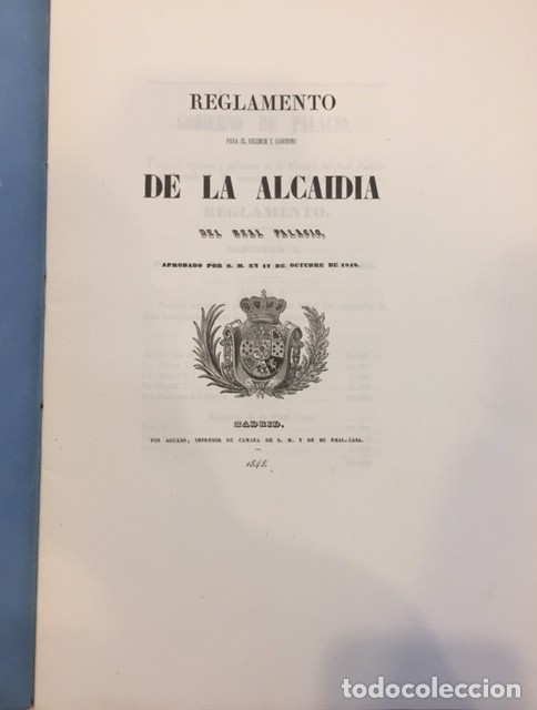 Libros antiguos: REGLAMENTO PARA EL REGIMEN DE GOBIERNO DE LA ALCALDIA DEL REAL PALACIO MADRID IMPRESOR DE CAMARA 184