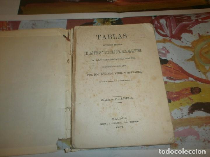 Libros antiguos: Tablas de reducci&oacute;n reciproca de las pesas y medidas dl actual sistema a las m&eacute;trico decimales 1867