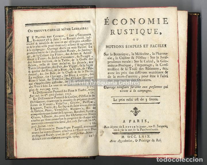 Libri antichi: [Econom&iacute;a aplicada a la bot&aacute;nica, medicina, farmacia, y gastronom&iacute;a] &Eacute;conomie Rustique, ...