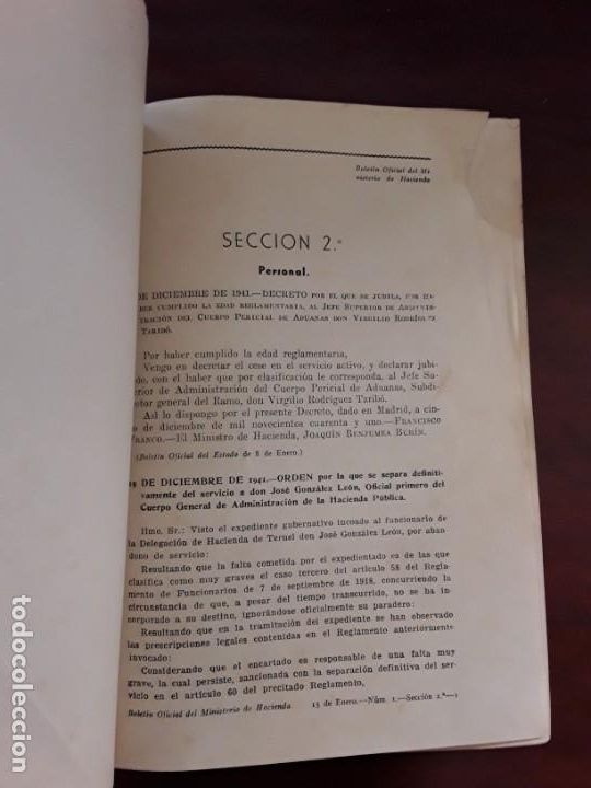 Libri antichi: Antiguo libro bolet&iacute;n oficial del ministerio de hacienda secci&oacute;n 2