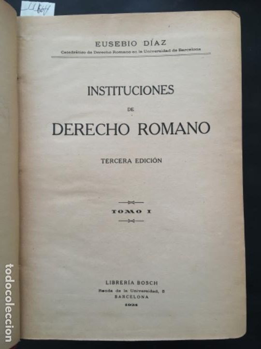 Libros antiguos: INSTITUCIONES DE DERECHO ROMANO, EUSEBIO DIAZ - Foto 1