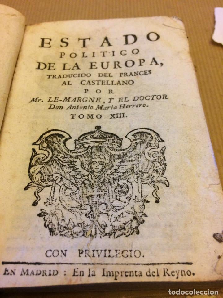 Libros antiguos: ESTADO POLITICO DE LA EUROPA