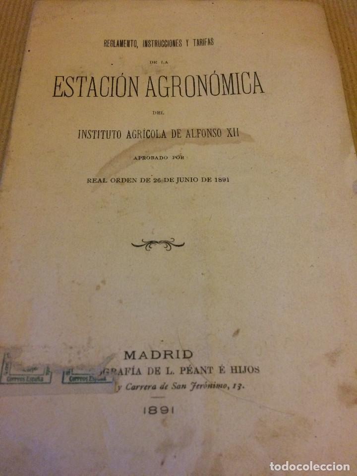 Libros antiguos: ESTACION AGRONOMICA  1891