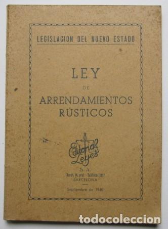 Libros antiguos: Ley  de arrendamientos r&uacute;sticos - Foto 1