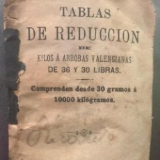Libros antiguos: VALENCIA S. XIX. TABLA DE REDUCCIÓN DE KILOS A ARROBAS VALENCIANAS. Lote 209210493