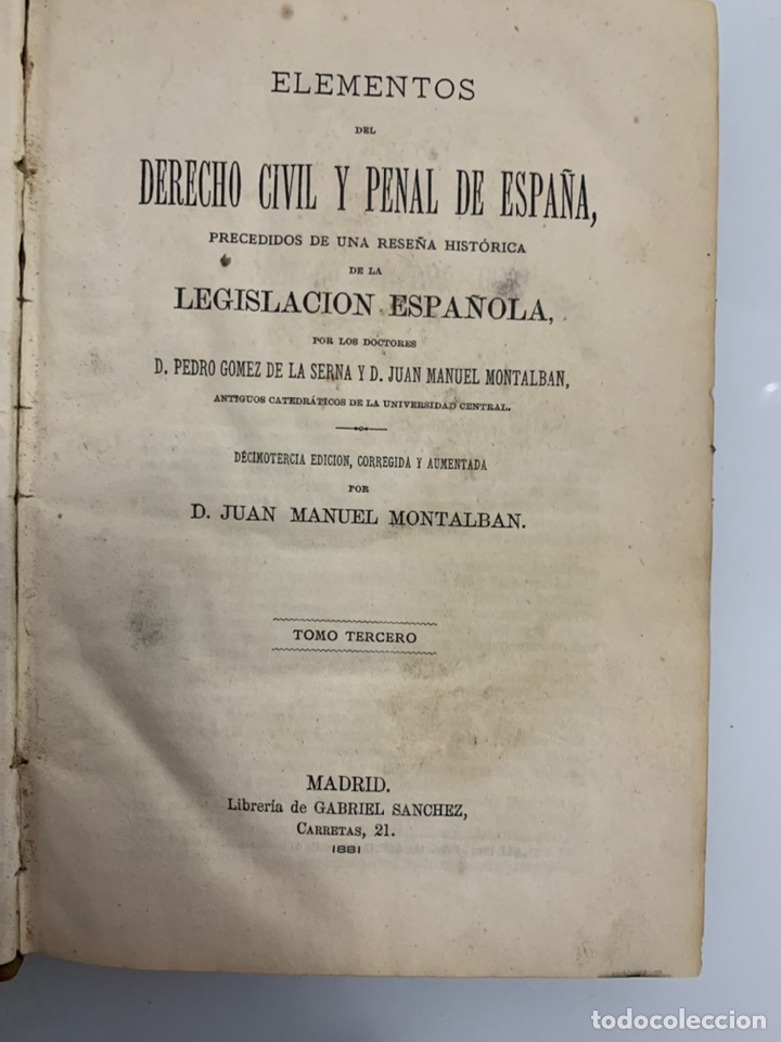 Livros antigos: Elementos del derecho civil y penal de Espa&ntilde;a