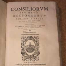 Libros antiguos: 1585 - DERECHO CIVIL. CÓDICE - CONSILIORUM SEV MAVIS RESPÒNSORUM, ROLANDI A VALLE, IURIS CUM CIVILIS. Lote 217497492