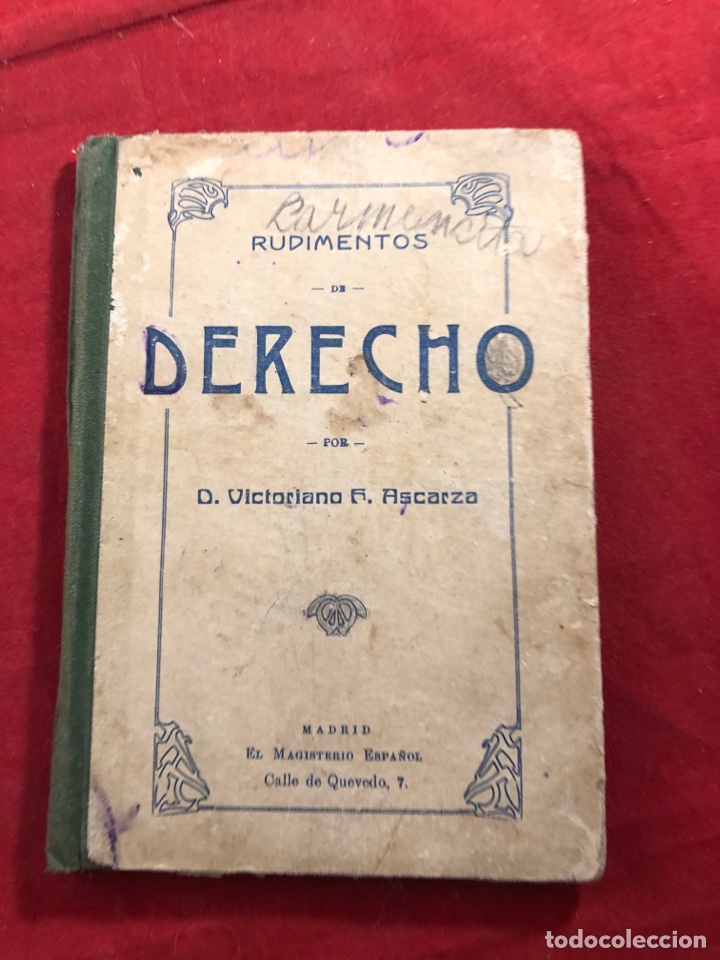 Libros antiguos: Rudimentos de derecho - Foto 1
