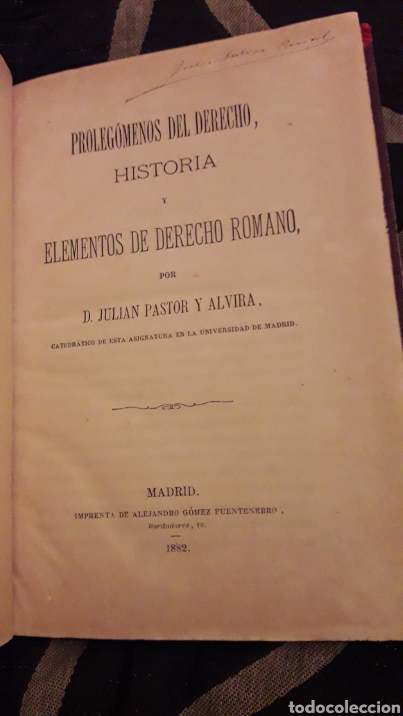 Libros antiguos: Prolegonomos del derecho, libro de 1882 - Foto 1