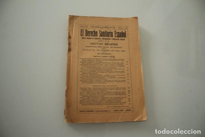 Libros antiguos: EL DERECHO SANITARIO ESPA&Ntilde;OL 1931
