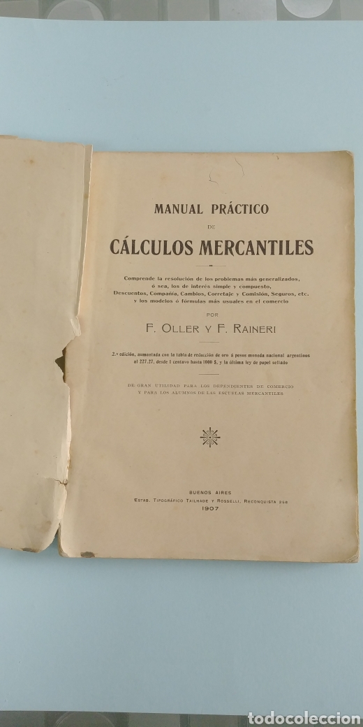 Libros antiguos: Manual pr&aacute;ctico de c&aacute;lculos mercantiles - Foto 3