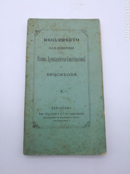Libri antichi: Reglamento ayuntamiento de Barcelona 1892