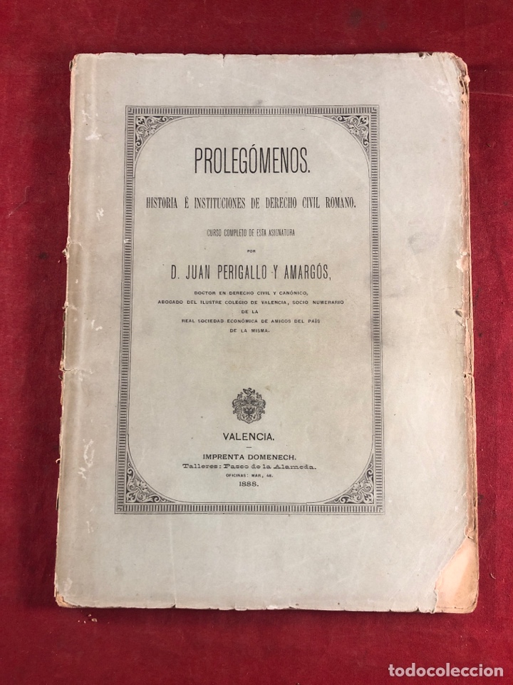 Libri antichi: PROLEG&Oacute;MENOS HISTORIA E INSTITUCIONES DE DERECHO CIVIL ROMANO