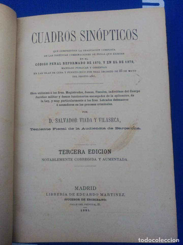Libros antiguos: Cuadro sin&oacute;ptico c&oacute;digo penal - Foto 1