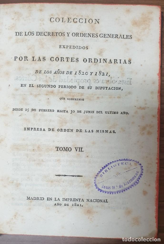 Libri antichi: COLECCION DE LOS DECRETOS Y ORDENES QUE HAN EXPEDIDO LAS CORTES GENERALES 1821 ZW