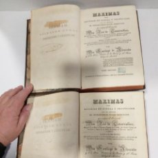 Libros antiguos: MAXIMAS SOBRE RECURSOS DE FUERZA Y PROTECCIÓN JOSÉ DE COBARRUBIAS 1829 2 TOMOS COMPLETOS