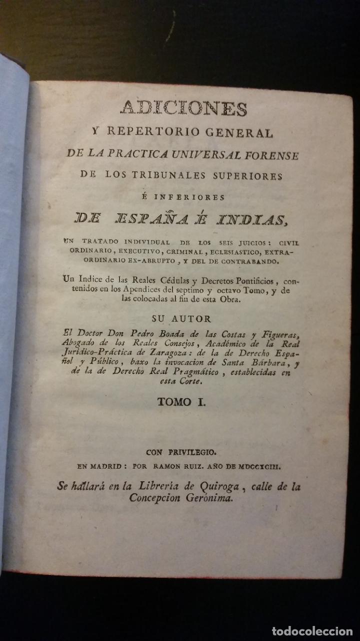 Libros antiguos: 1764 - ELIZONDO - Pr&aacute;ctica universal forense + ADICIONES DE BOADA - 10 tomos, completo - Foto 16