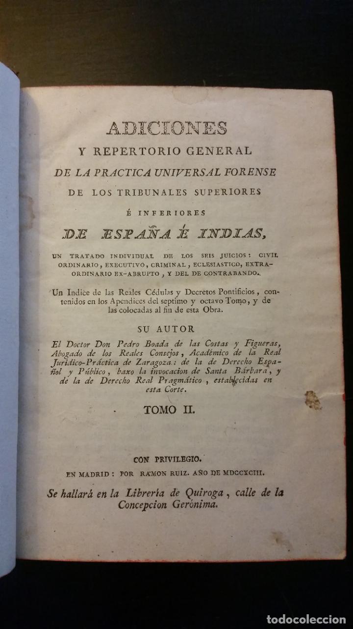 Libros antiguos: 1764 - ELIZONDO - Pr&aacute;ctica universal forense + ADICIONES DE BOADA - 10 tomos, completo - Foto 18