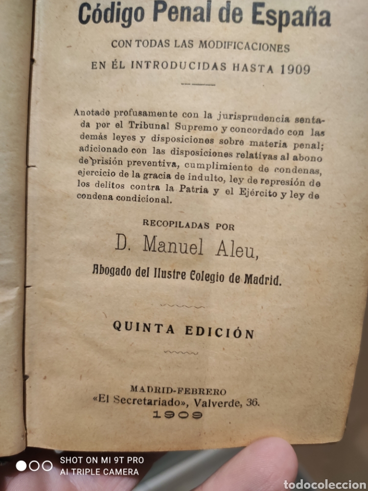 Libros antiguos: C&oacute;digo penal 1909 libro - Foto 4