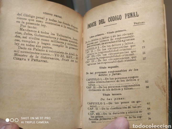 Libros antiguos: C&oacute;digo penal 1909 libro - Foto 5