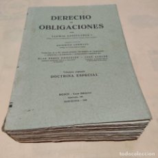 Libros antiguos: DERECHO DE OBLIGACIONES. LUDWIG ENNECCERUS. BOSCH CASA EDITORIAL. 1935. VOLUMEN SEGUNDO. 765 PAGS.