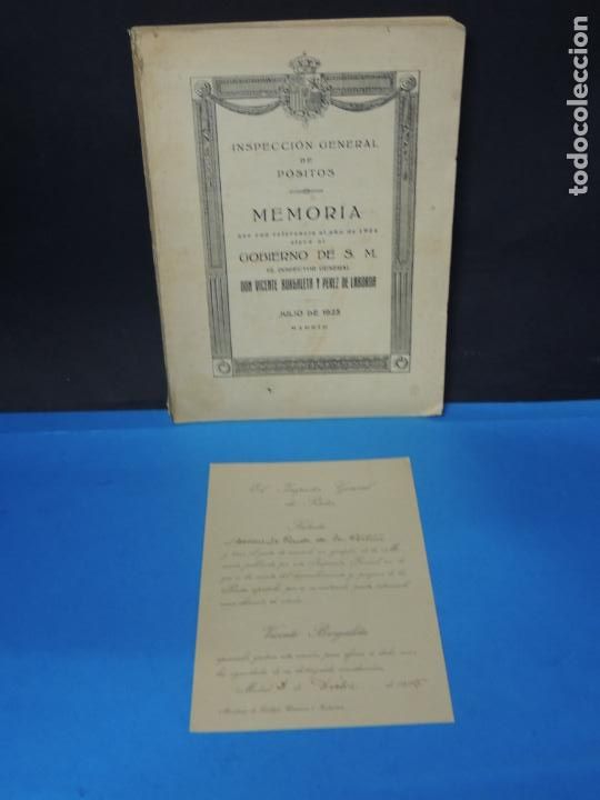 Libros antiguos: INSPECCION GENERAL DE P&Oacute;SITOS. MEMORIA QUE CON REFERENCIA AL A&Ntilde;O 1924