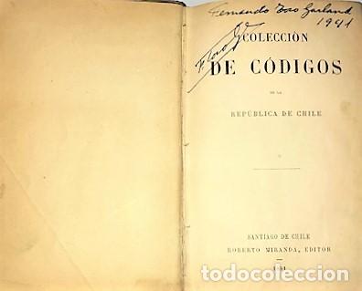 Libros antiguos: COLECCI&Oacute;N DE CODIGOS DE LA REPUBLICA DE CHILE ... 1891 - Foto 2